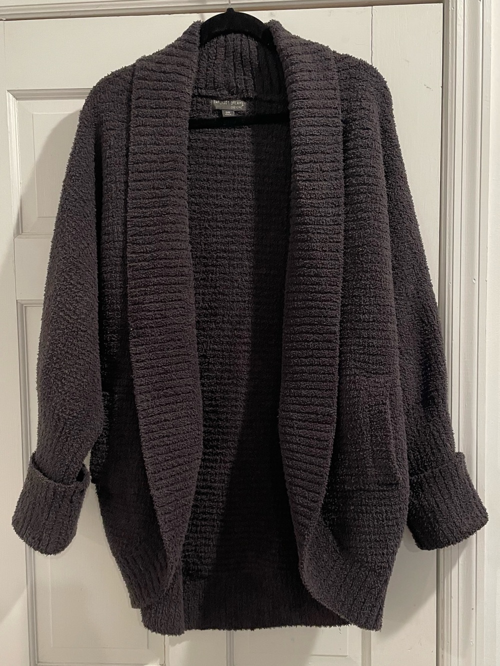Barefoot Dreams Shawl Collar Open-Front Cardigan - Charcoal